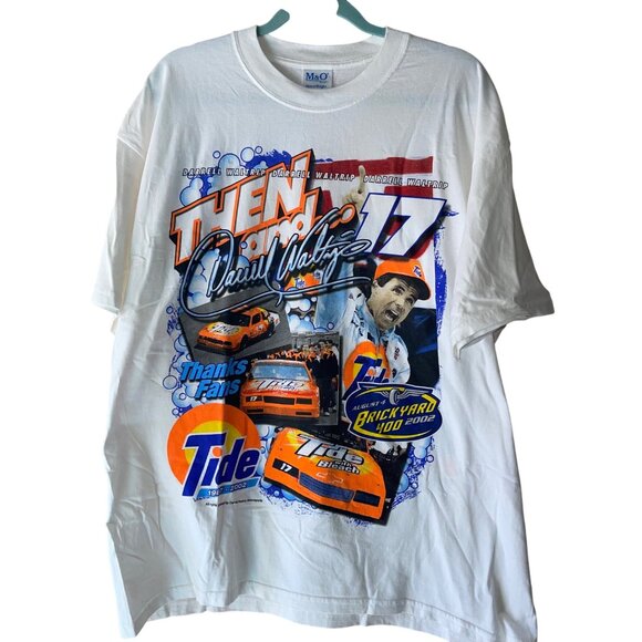 M O Knits Mens Tee shirt Size XL White Darrell Waltrip Ricky Craven 2 Sided - Picture 7 of 11